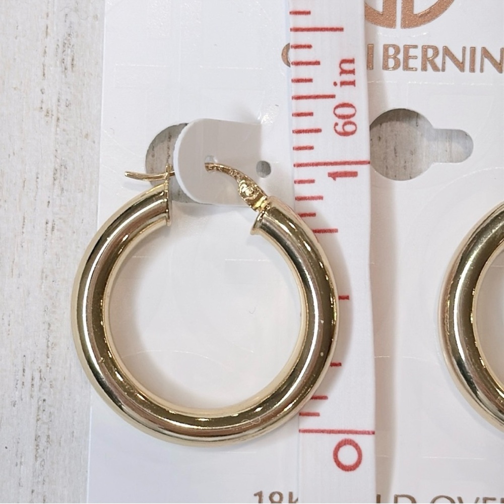 NWT Gianni Bernini 18k Gold Over Sterling Silver Hoop Earrings - Picture 3 of 4